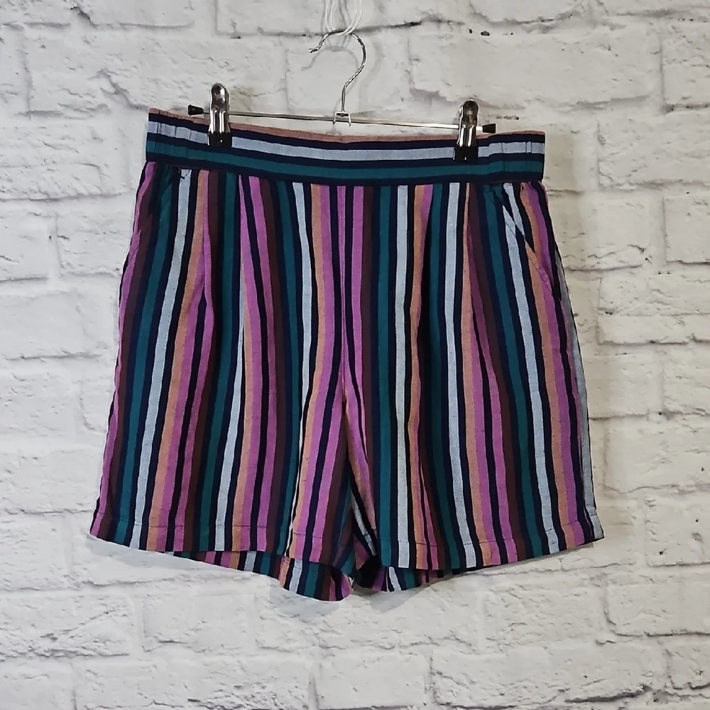 a new day Vibrant Striped High Waist Shorts